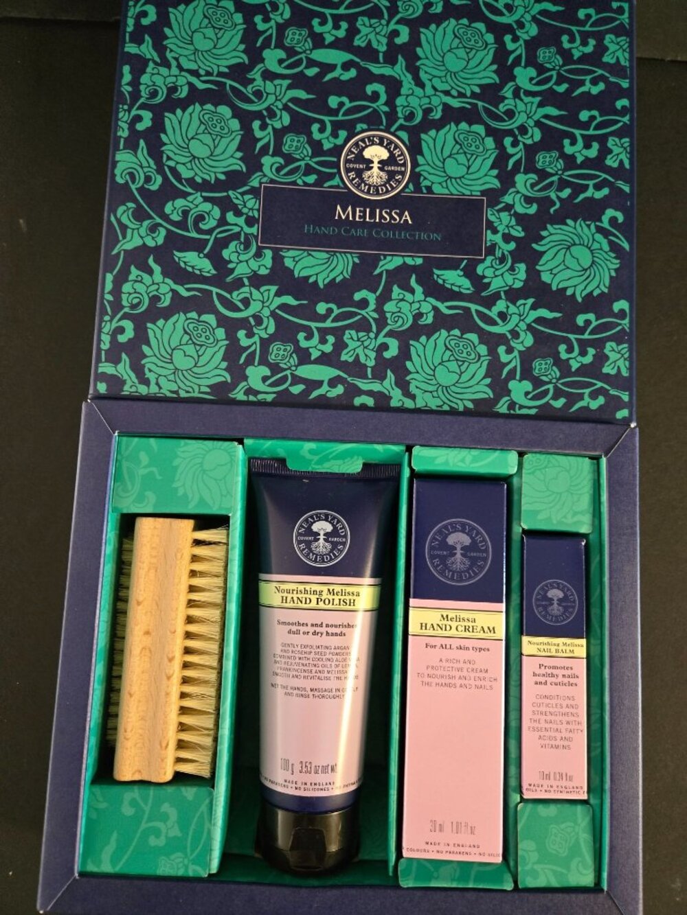 Mellisa Hand Care Collection Brush, Hand Polish, Hand Cream and nail Balm